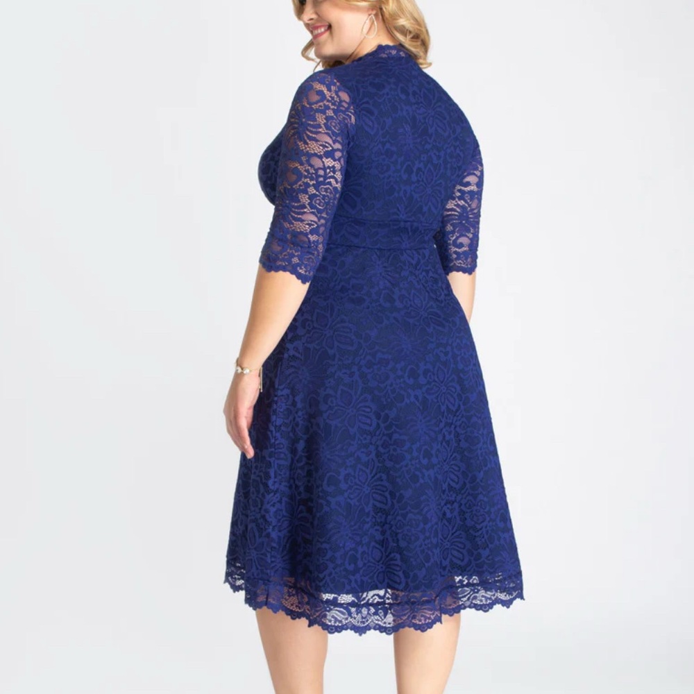 Kiyonna Mademoiselle Blue Lace Cocktail Dress Sz3x - Picture 12 of 12